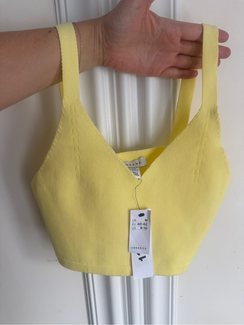Topshop knit Light Yellow Seamless V-Neck Knit Bralette Top M
